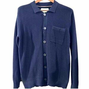 NWT Men’s Navy Blue Long Sleeve Polo Cardigan Size Medium